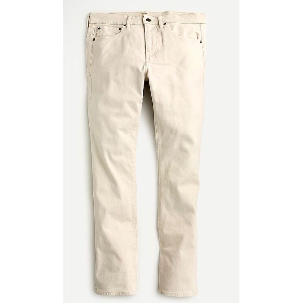 J Crew 484 Slim-fit garment-dyed five-pocket pants Size 32 By 34 Cream Corduroy